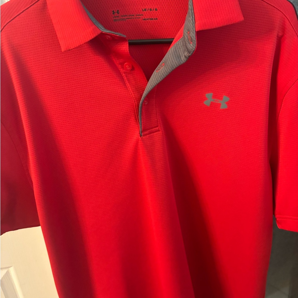 Under Armour Red and Gray Performance Polo Shirt